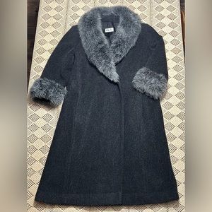 Vintage Blushe Impressions Fur Trimmed Full Length Wool Coat